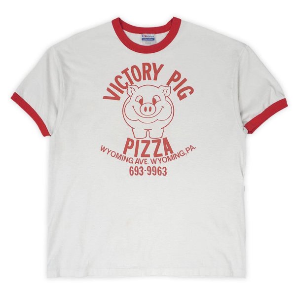 画像1: 80-90's VICTORY PIG PIZZA リンガーTシャツ "MADE IN USA" (1)