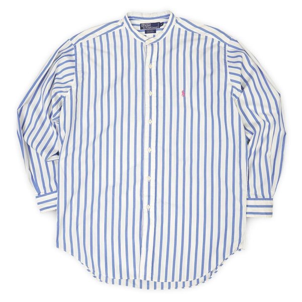 画像1: 90's Polo Ralph Lauren ストライプ柄 バンドカラーシャツ "POSTBOY" (1)