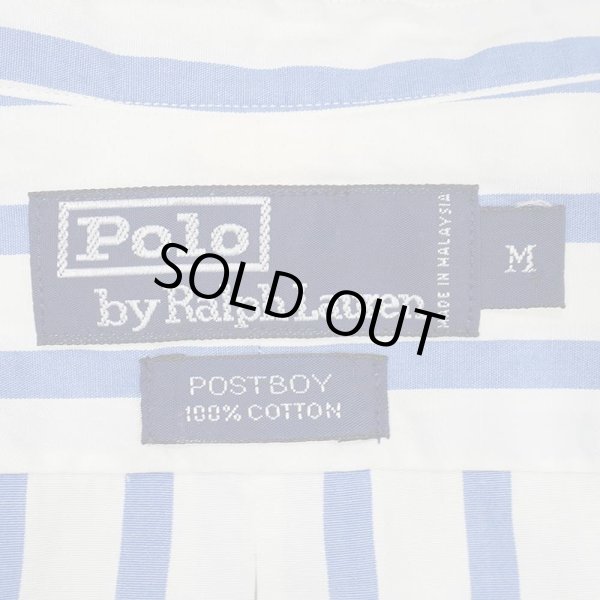 画像2: 90's Polo Ralph Lauren ストライプ柄 バンドカラーシャツ "POSTBOY" (2)