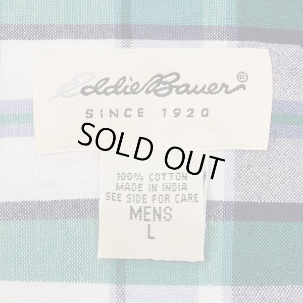 画像2: 90's Eddie Bauer S/S ボタンダウンシャツ "Green Plaid" (2)