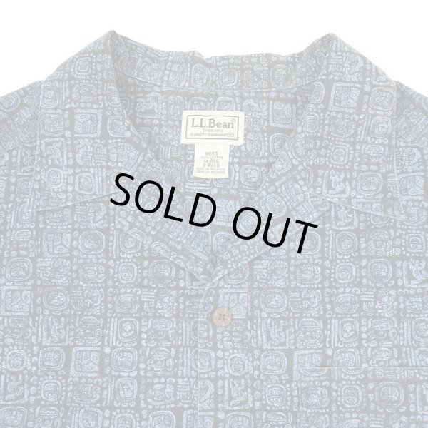 画像3: Early 00's L.L.Bean 総柄 S/S オープンカラーシャツ "NAVY BASE" (3)