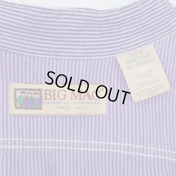 画像2: 90's BIG MAC ヒッコリーストライプ柄 ワークシャツ "MADE IN USA / Bandcollar Custom" (2)