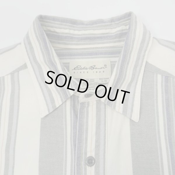 画像3: 90's Eddie Bauer マルチストライプ柄 レギュラーカラーシャツ "白タグ" (3)