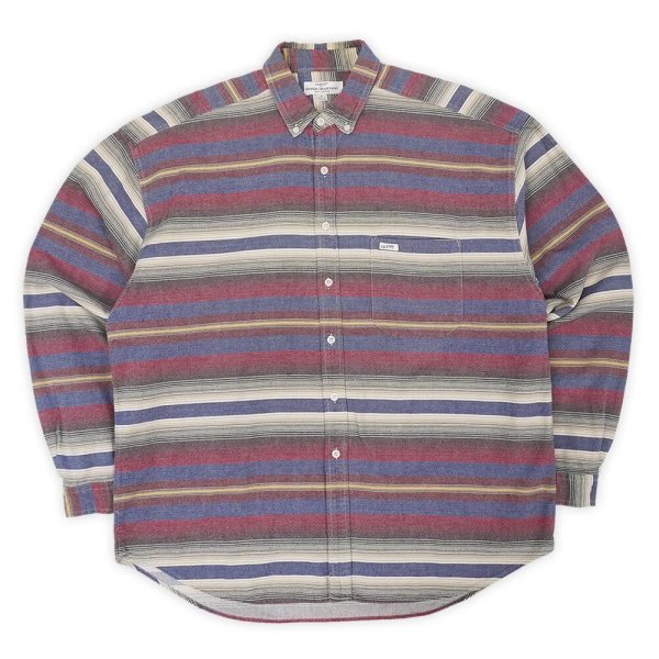 画像1: 90's GUESS マルチボーダー柄 ボタンダウンシャツ (1)