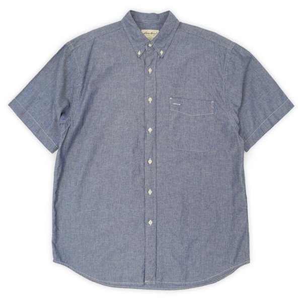 画像1: 90's Eddie Bauer S/S コットンシャンブレー ボタンダウンシャツ (1)