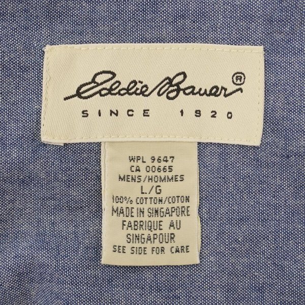 画像2: 90's Eddie Bauer S/S コットンシャンブレー ボタンダウンシャツ (2)