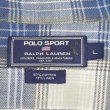 画像2: 90's POLO SPORT S/S オープンカラーシャツ "Blue Ombre Plaid / Cotton×Linen" (2)