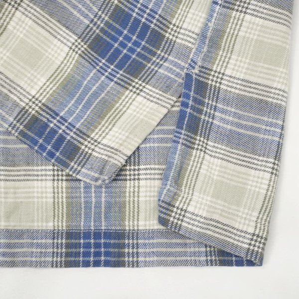 画像4: 90's POLO SPORT S/S オープンカラーシャツ "Blue Ombre Plaid / Cotton×Linen" (4)