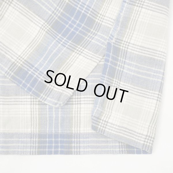 画像4: 90's POLO SPORT S/S オープンカラーシャツ "Blue Ombre Plaid / Cotton×Linen" (4)