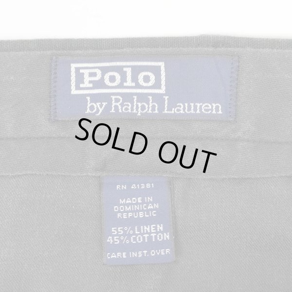 画像3: 90's Polo Ralph Lauren 2タック コットンリネントラウザー "BLACK" (3)