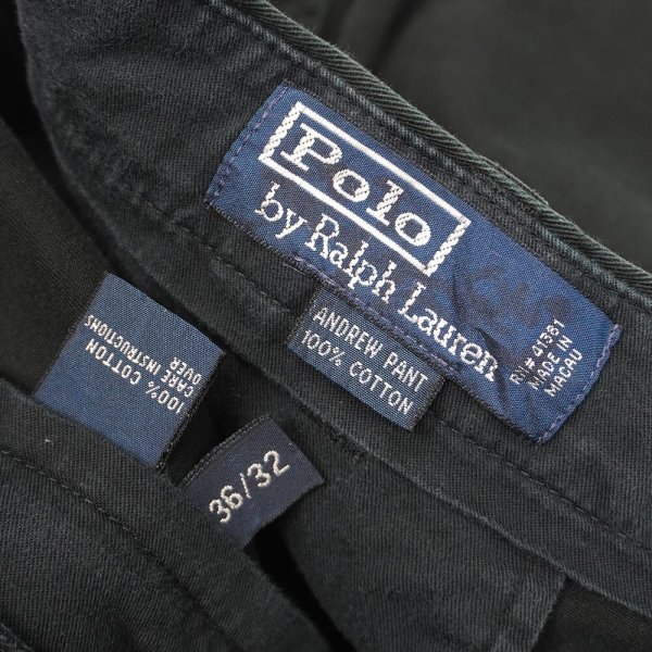 画像4: 90's Polo Ralph Lauren 2タック チノトラウザー "ANDREW PANT / BLACK / W36 L32" (4)
