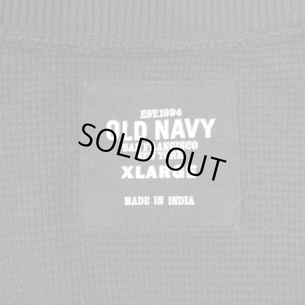 画像2: 00's OLD NAVY ヘンリーネック サーマルカットソー "BLACK" (2)