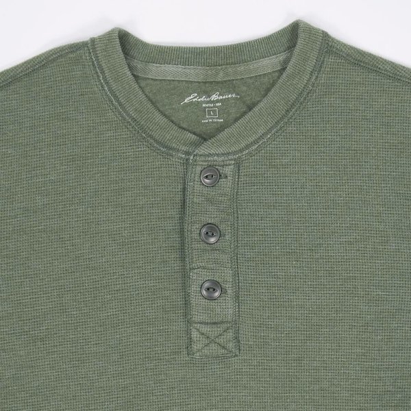 画像3: 00's Eddie Bauer ヘンリーネック サーマルカットソー (3)