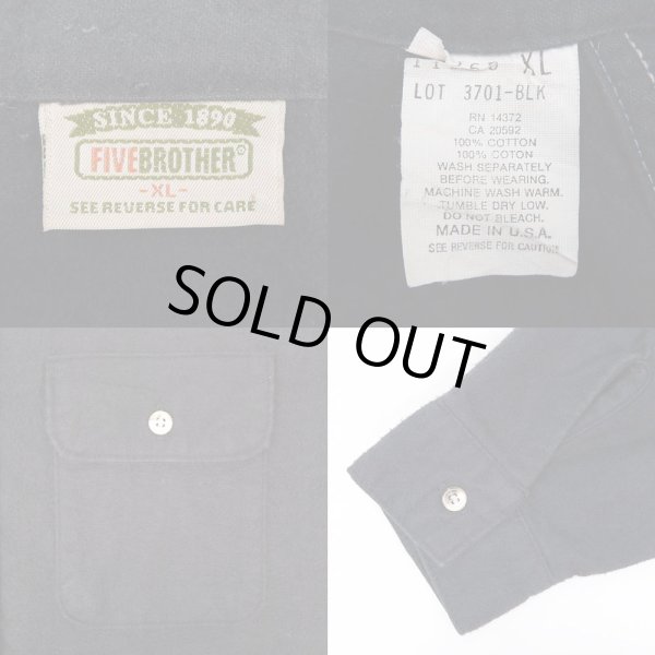 画像3: 90's FIVE BROTHER シャモアクロス ワークシャツ “BLACK / MADE IN USA” (3)