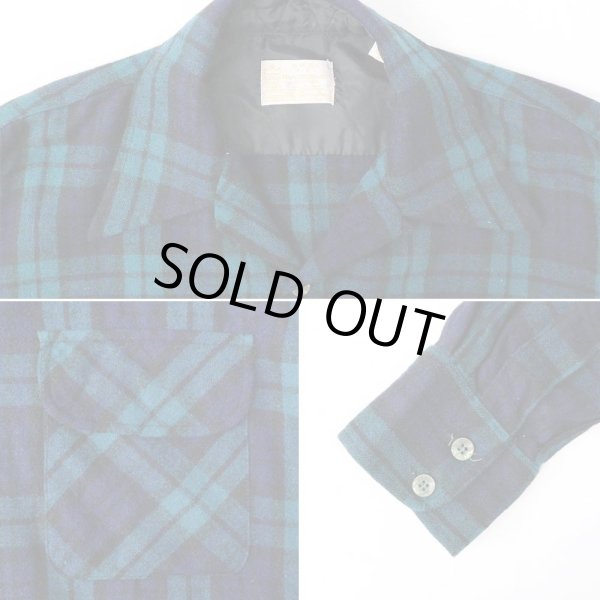 画像4: 70's Sears KINGS ROAD オープンカラーウールシャツ "ブラックウォッチ柄" (4)