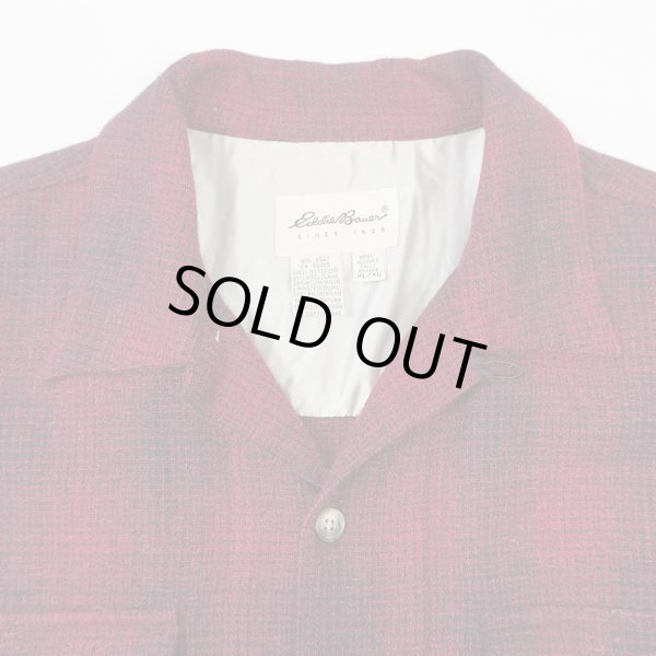 画像3: 90's Eddie Bauer オンブレチェック柄 オープンカラーウールシャツ "白タグ" (3)