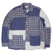 画像1: 00's WALLACE & BARNES by J.CREW インディゴ染め パッチワークシャツジャケット (1)