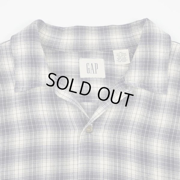 画像3: Early 00's OLD GAP オンブレチェック柄 オープンカラーレーヨンシャツ (3)