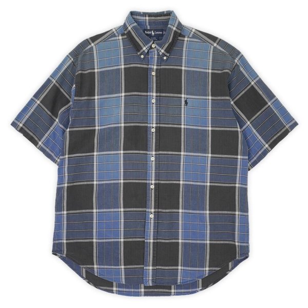 画像1: 90's Polo Ralph Lauren S/S ボタンダウンシャツ "BLAIRE / Black Plaid" (1)