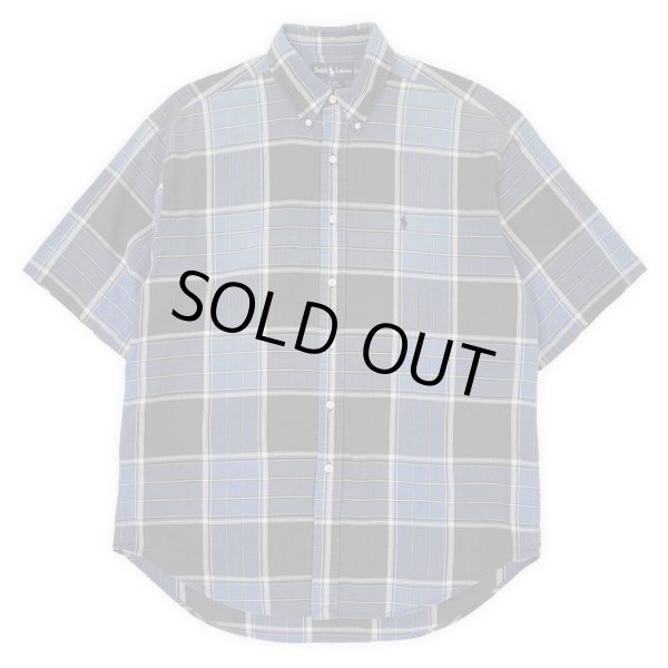 画像1: 90's Polo Ralph Lauren S/S ボタンダウンシャツ "BLAIRE / Black Plaid" (1)