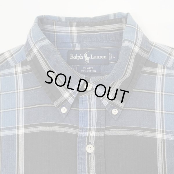 画像4: 90's Polo Ralph Lauren S/S ボタンダウンシャツ "BLAIRE / Black Plaid" (4)