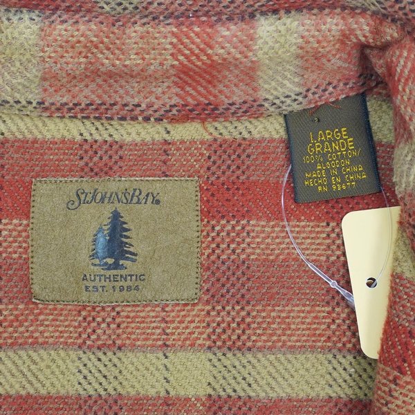 画像2: Late 90's ST JOHN'S BAY ヘビーネルシャツ "Orenge Plaid" (2)