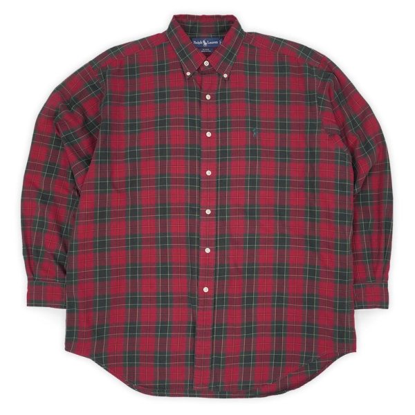 画像1: 90's Polo Ralph Lauren フランネル ボタンダウンシャツ “BLAKE / Red Plaid” (1)