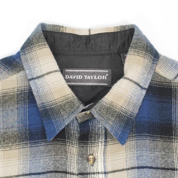 画像3: 90's DAVID TAYLOR アクリルフランネルシャツ "NAVY Ombre Plaid" (3)