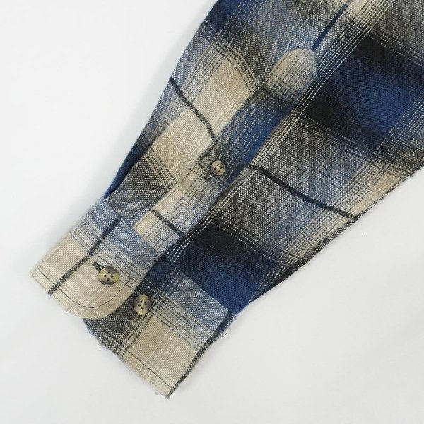 画像4: 90's DAVID TAYLOR アクリルフランネルシャツ "NAVY Ombre Plaid" (4)
