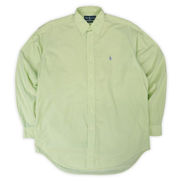 画像1: 90's Polo Ralph Lauren ボタンダウンシャツ "BLAKE / Green Gingham Plaid" (1)