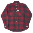 画像1: 80's RUGGED ブロックチェック柄 プリントネルシャツ "DEADSTOCK / RED×BLACK" (1)