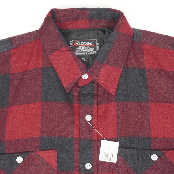 画像3: 80's RUGGED ブロックチェック柄 プリントネルシャツ "DEADSTOCK / RED×BLACK" (3)