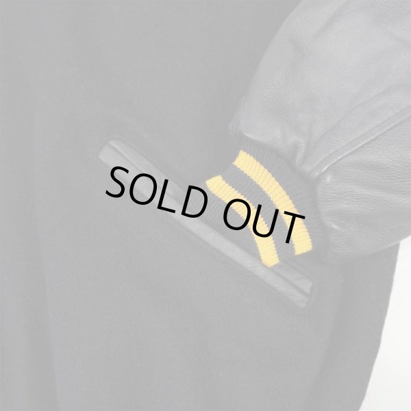 画像4: 90's Delong レザー切り替え ウールスタジャン (4)