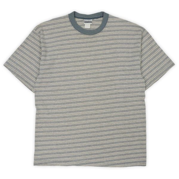 画像1: 90's BASIC EDITIONS マルチボーダーTシャツ "BEIGE" (1)