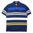 画像1: 90's Polo Ralph Lauren マルチボーダー柄 ポロシャツ "Navy" (1)