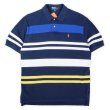 画像1: 90's Polo Ralph Lauren マルチボーダー柄 ポロシャツ "Navy" (1)