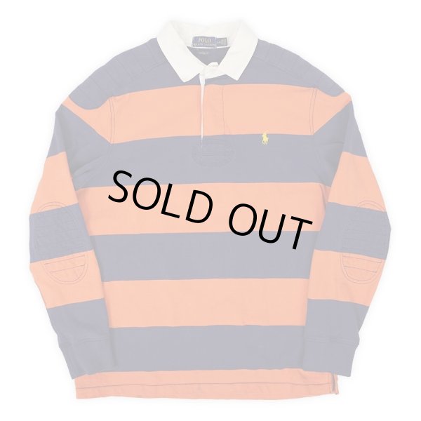 画像1: 00's Polo Ralph Lauren ワイドボーダー柄 ラガーシャツ “Orange × Navy” (1)