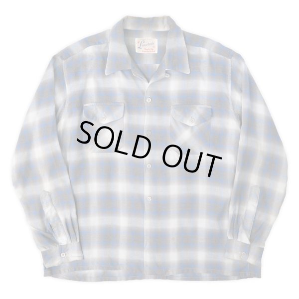 60's Lanerossi オンブレチェック柄 オープンカラーウールシャツ 