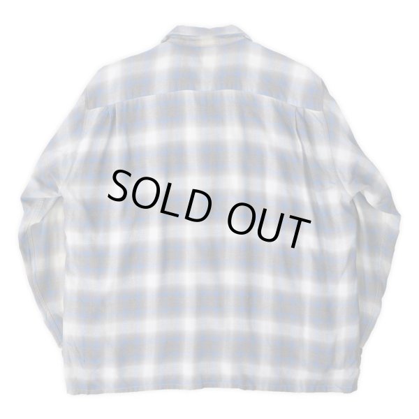 画像2: 60's Lanerossi オンブレチェック柄 オープンカラーウールシャツ "sizeXL" (2)