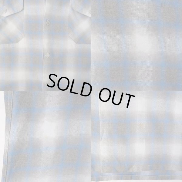 画像5: 60's Lanerossi オンブレチェック柄 オープンカラーウールシャツ "sizeXL" (5)