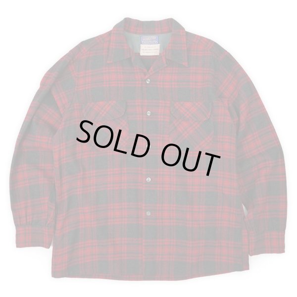 画像1: 50's Pendleton オープンカラー ウールシャツ “Black × Red Plaid” (1)