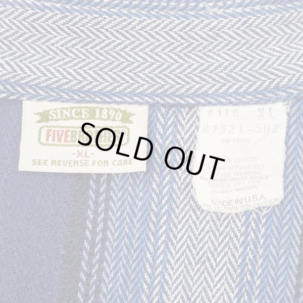 画像2: 90's FIVE BROTHER マルチストライプ柄 ヘビーネルシャツ "MADE IN USA" (2)
