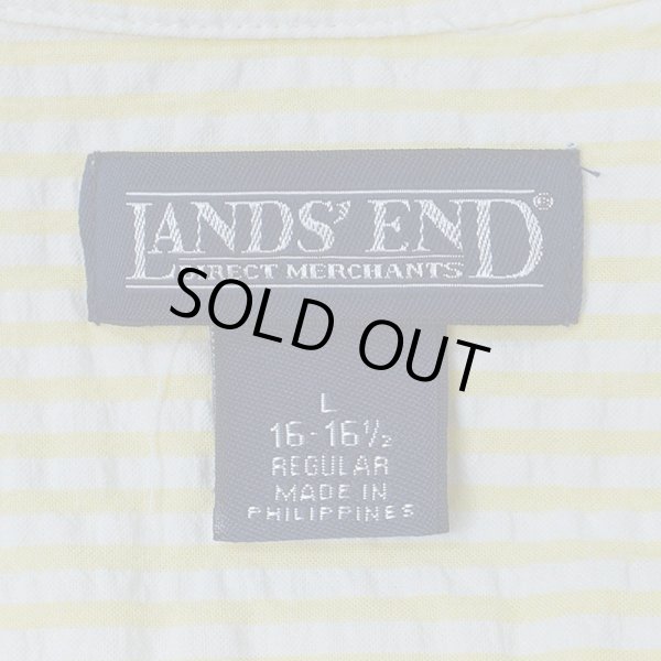 画像2: 90-00's LANDS' END S/S シアサッカー ボタンダウンシャツ "3点留め" (2)