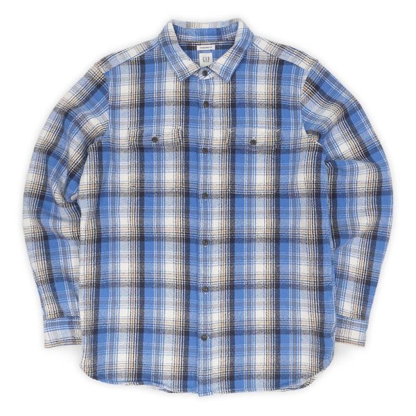 画像1: 00's GAP ヘビーネルシャツ “Blue Plaid” (1)