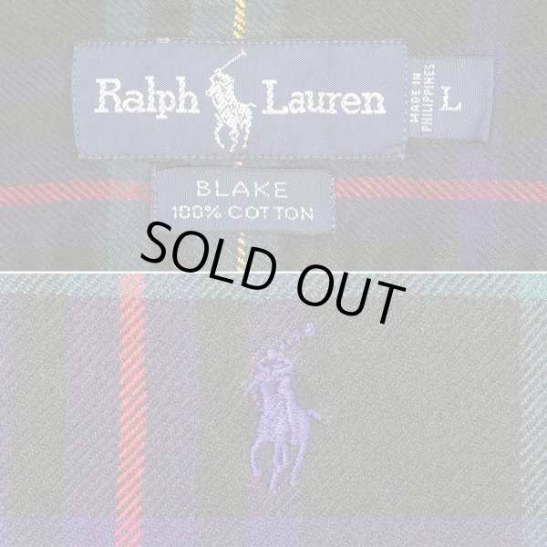画像2: 90's Polo Ralph Lauren フランネル ボタンダウンシャツ “BLAKE / Black Plaid” (2)