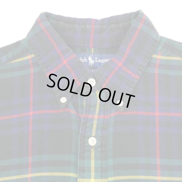 画像3: 90's Polo Ralph Lauren フランネル ボタンダウンシャツ “BLAKE / Black Plaid” (3)