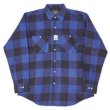 画像1: 80's RUGGED ブロックチェック柄 プリントネルシャツ "DEADSTOCK / BLUE×BLACK" (1)
