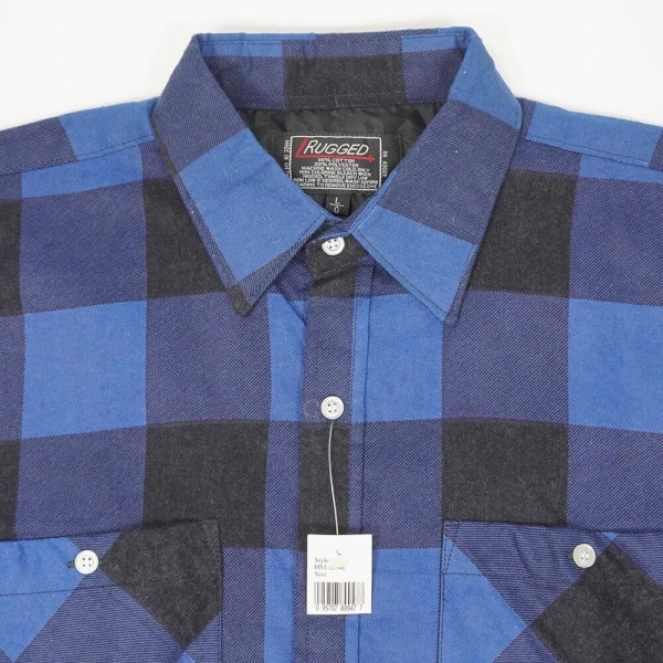 画像3: 80's RUGGED ブロックチェック柄 プリントネルシャツ "DEADSTOCK / BLUE×BLACK" (3)