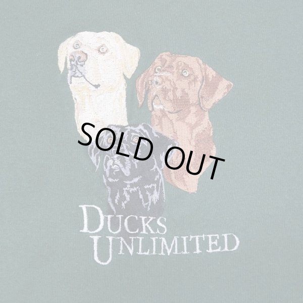 画像2: 90's DUCKS UNLIMITED 刺繍スウェット “DOGS EMBROIDERY / GREEN / MADE IN USA” (2)