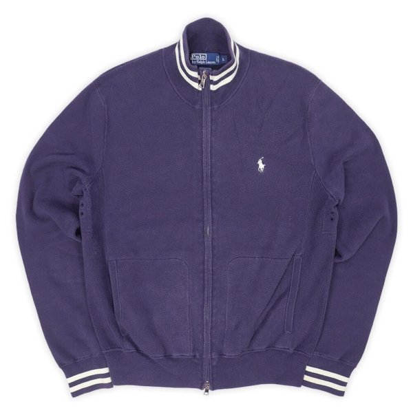 画像1: 00's Polo Ralph Lauren フルジップ コットンニット "FADE NAVY" (1)